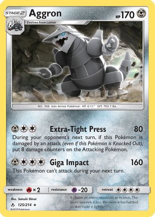 Aggron 125/214/214 - Reverse Holofoil SM  Unbroken Bonds - Rare