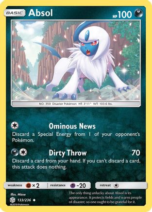 Absol - 133/236 - Uncommon - Cosmic Eclipse - Pokemon - NM/M