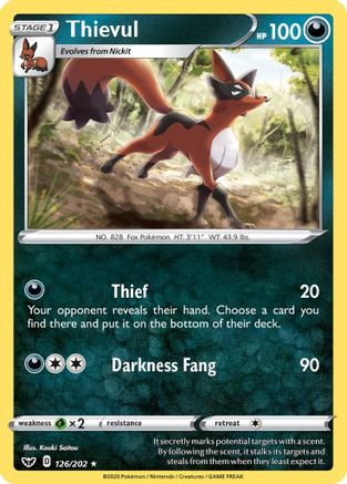 Thievul - 126/202 - Rare - Sword & Shield - Pokemon - NM/M