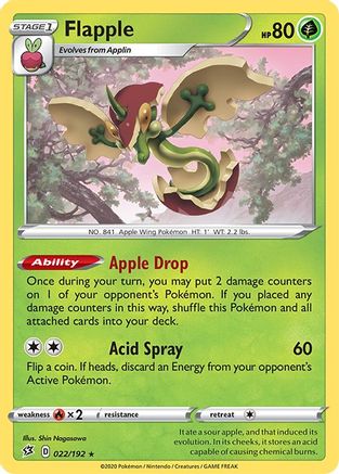 Flapple - 022/192 - Holo Rare - Rebel Clash - Pokemon - NM/M