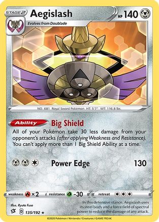 Aegislash - 135/192 - Reverse Holo Rare - Rebel Clash - Pokemon - NM/M