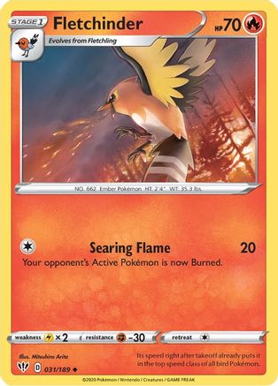 Fletchinder - 031/189 - Uncommon - Darkness Ablaze - Pokemon - NM/M