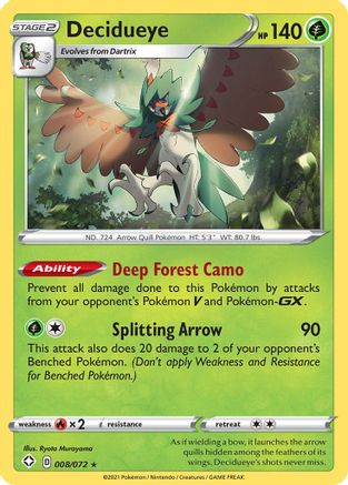 Decidueye - 008/072 - Holo Rare - Shining Fates - Pokemon - NM/M