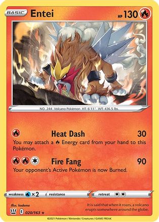 Entei - 020/163 - Holo Rare - Battle Styles - Pokemon - NM/M