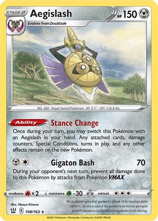 Aegislash - 108/163 - Rare - Battle Styles - Pokemon - NM/M