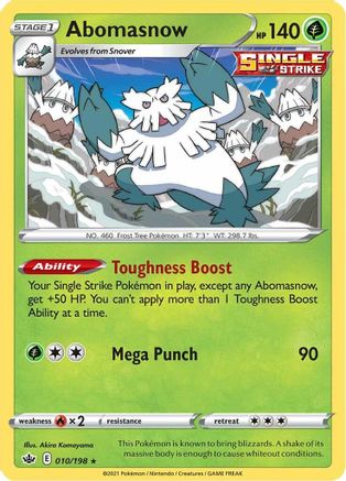Abomasnow - 010/198 - Reverse Holo Rare - Chilling Reign - Pokemon - NM/M