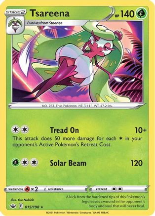 Tsareena - 015/198 - Reverse Holo Rare - Chilling Reign - Pokemon - NM/M