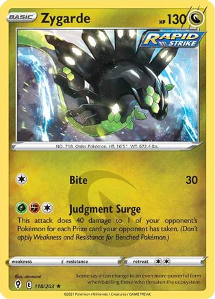 Zygarde - 118/203 - Holo Rare - Evolving Skies - Pokemon - NM/M