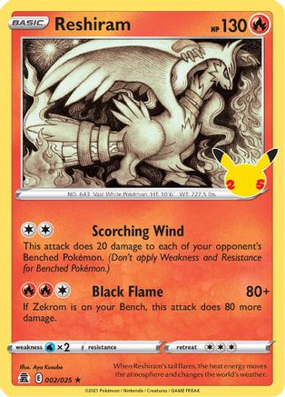Reshiram 002/025/25 - Holofoil Celebrations - Holo Rare