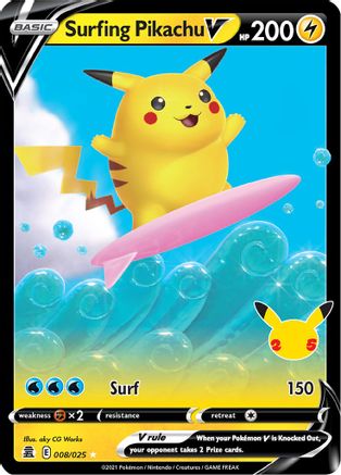 Surfing Pikachu V 008/025/25 - Holofoil Celebrations - Ultra Rare