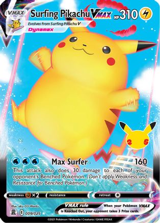 Surfing Pikachu VMAX 009/025 - Holofoil Celebrations - Ultra Rare