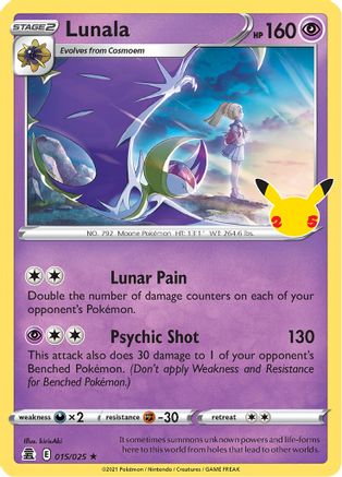 Lunala 015/025/25 - Holofoil Celebrations - Holo Rare