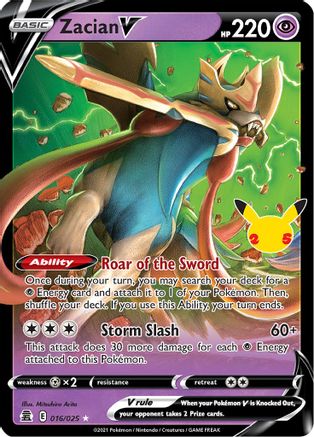Zacian V 016/025/25 - Holofoil Celebrations - Ultra Rare