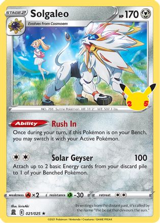 Solgaleo 021/025/25 - Holofoil Celebrations - Holo Rare