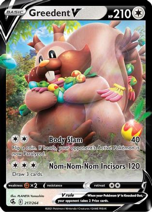 Greedent V - 217/264 - V - Fusion Strike - Pokemon - NM/M