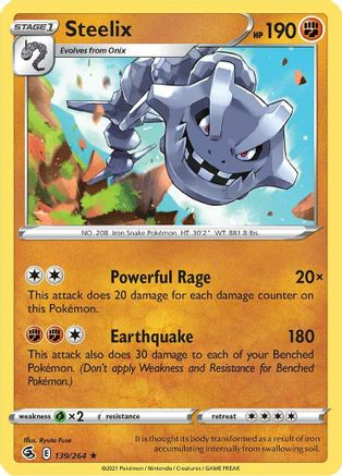 Steelix - 139/264 - Holo Rare - Fusion Strike - Pokemon - NM/M