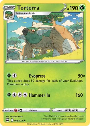 Torterra - 008/172 - Holo Rare - Brilliant Stars - Pokemon - NM/M