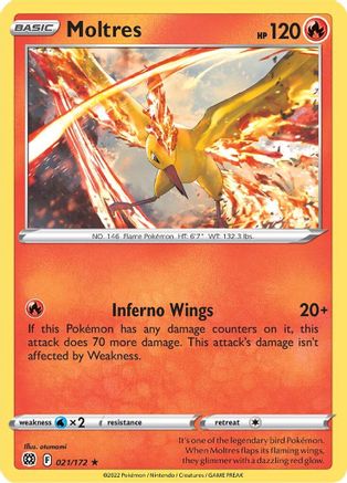 Moltres - 021/172 - Holo Rare - Brilliant Stars - Pokemon - NM/M