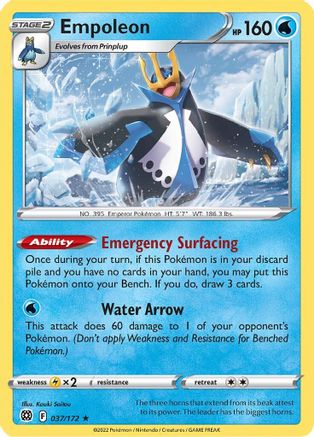 Empoleon - 037/172 - Holo Rare - Brilliant Stars - Pokemon - NM/M