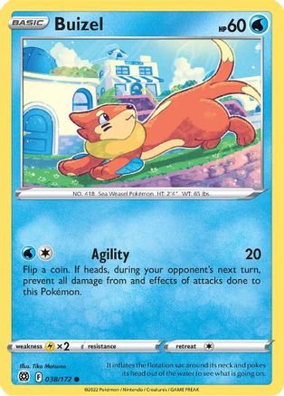 Buizel - 038/172 - Common - Brilliant Stars - Pokemon - NM/M