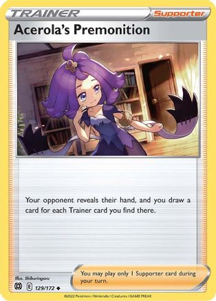 Acerola's Premonition - 129/172 - Uncommon - Brilliant Stars - Pokemon - NM/M