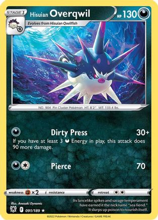 Hisuian Overqwil - 091/189 - Reverse Holo Rare - Astral Radiance - Pokemon - NM/M