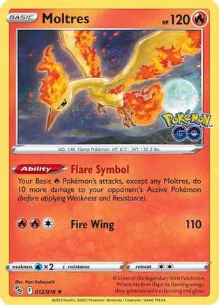 Moltres - 012/078 - Holo Rare - Pokémon GO - Pokemon - NM/M