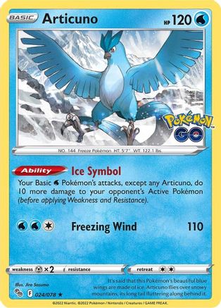 Articuno - 024/078 - Holo Rare - Pokémon GO - Pokemon - NM/M