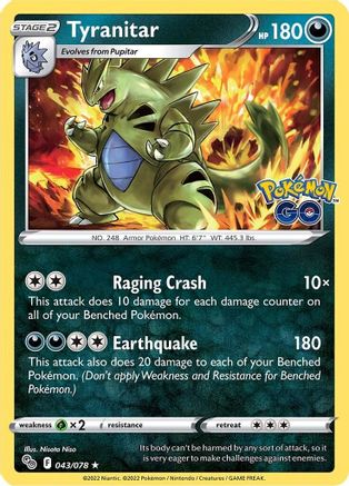 Tyranitar - 043/078 - Holo Rare - Pokémon GO - Pokemon - NM/M