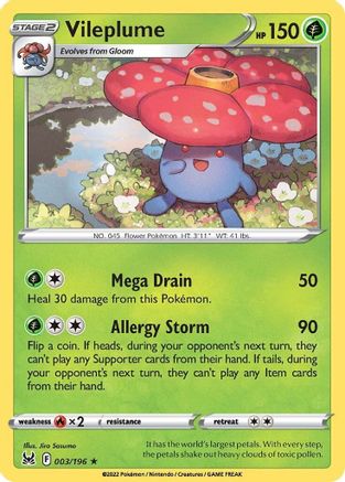Vileplume - 003/196 - Holo Rare - Lost Origin - Pokemon - NM/M