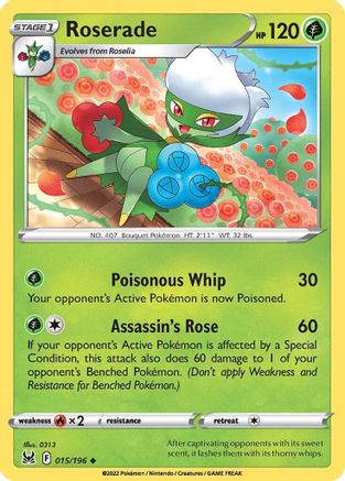Roserade 015/196/196 - Reverse Holofoil SWSH11 Lost Origin - Uncommon