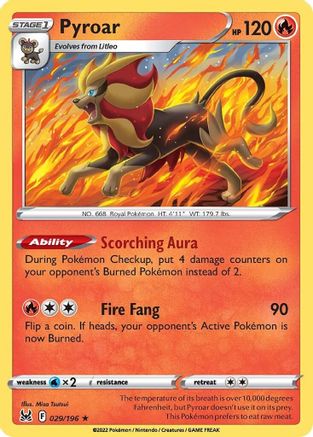 Pyroar - 029/196 - Holo Rare - Lost Origin - Pokemon - NM/M
