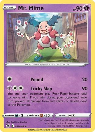 Mr. Mime - 067/196 - Rare - Lost Origin - Pokemon - NM/M