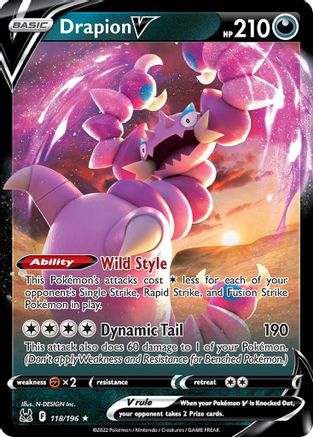 Drapion V - 118/196 - V - Lost Origin - Pokemon - NM/M