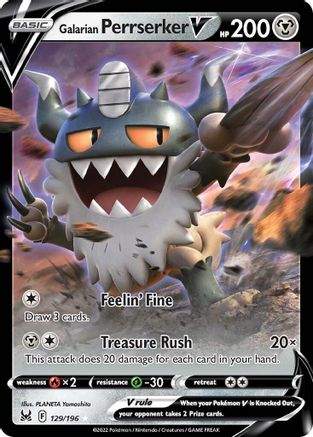 Galarian Perrserker V - 129/196 - V - Lost Origin - Pokemon - NM/M