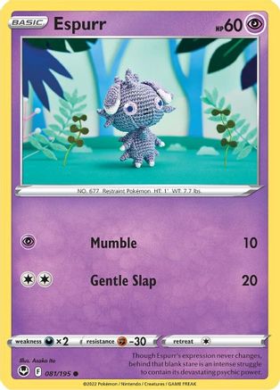 Espurr 081/195/195 - Reverse Holofoil SWSH12 Silver Tempest - Common