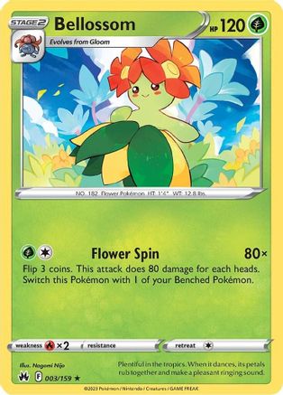 Bellossom - 003/159 - Reverse Holo Rare - Crown Zenith - Pokemon - NM/M