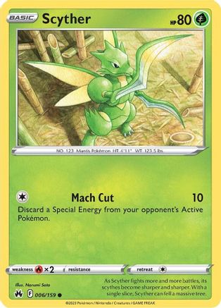 Scyther - 006/159 - Common - Crown Zenith - Pokemon - NM/M