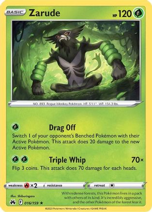 Zarude - 016/159 - Holo Rare - Crown Zenith - Pokemon - NM/M