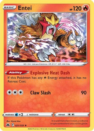 Entei - 021/159 - Holo Rare - Crown Zenith - Pokemon - NM/M