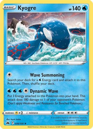 Kyogre - 036/159 - Holo Rare - Crown Zenith - Pokemon - NM/M