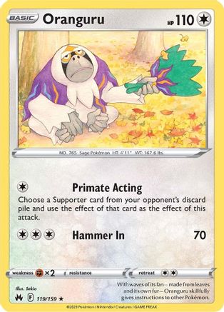 Oranguru - 119/159 - Rare - Crown Zenith - Pokemon - NM/M