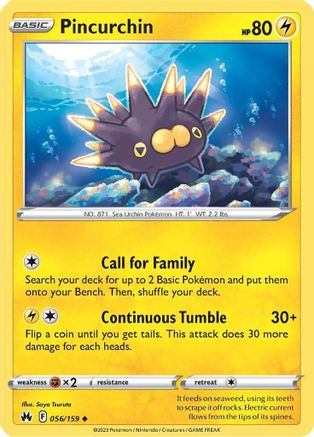 Pincurchin - 056/159 - Uncommon - Crown Zenith - Pokemon - NM/M