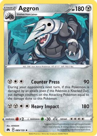Aggron - 089/159 - Holo Rare - Crown Zenith - Pokemon - NM/M