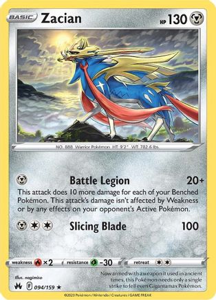 Zacian - 094/159 - Holo Rare - Crown Zenith - Pokemon - NM/M