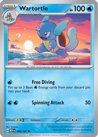Wartortle - 008/165 - Reverse Holo Uncommon - Scarlet & Violet 151 - Pokemon - NM/M