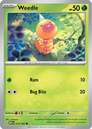 Weedle - 013/165 - Reverse Holo Common - Scarlet & Violet 151 - Pokemon - NM/M