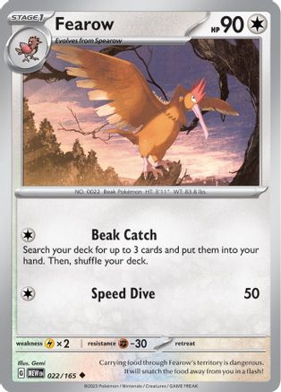 Fearow - 022/165 - Reverse Holo Uncommon - Scarlet & Violet 151 - Pokemon - NM/M
