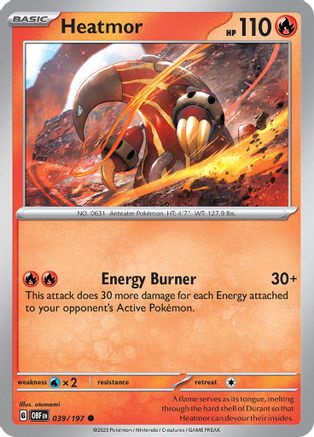 Heatmor - 039/197 - Reverse Holo Common - Obsidian Flames - Pokemon - NM/M