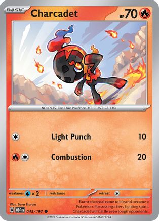 Charcadet - 043/197 - Reverse Holo Common - Obsidian Flames - Pokemon - NM/M